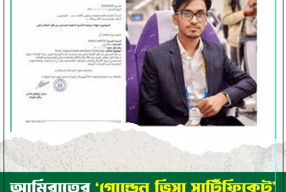 আমিরাতের ‘গোল্ডেন ভিসা সার্টিফিকেট’ পেলেন আকাশ সরকার