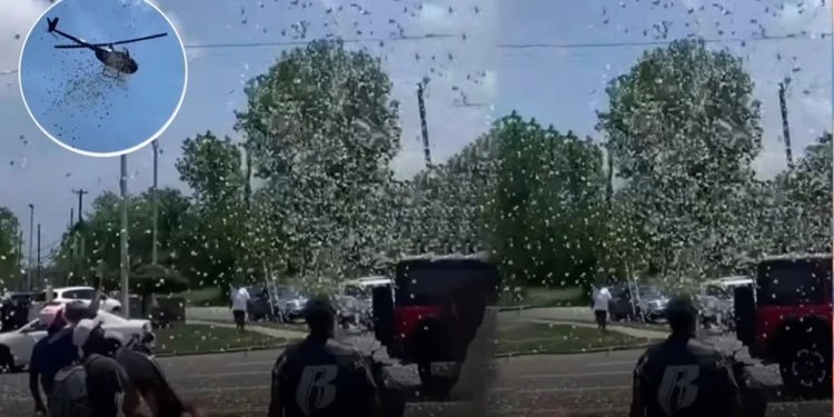 হেলিকপ্টার দিয়ে টাকা ছড়িয়ে শেষ ইচ্ছা পূরণ