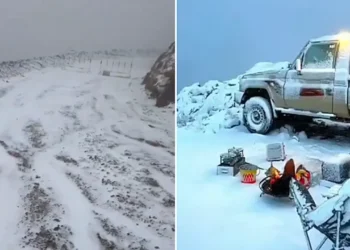 সৌদিতে বিরল তুষারপাত, উৎসবে বাসিন্দারা