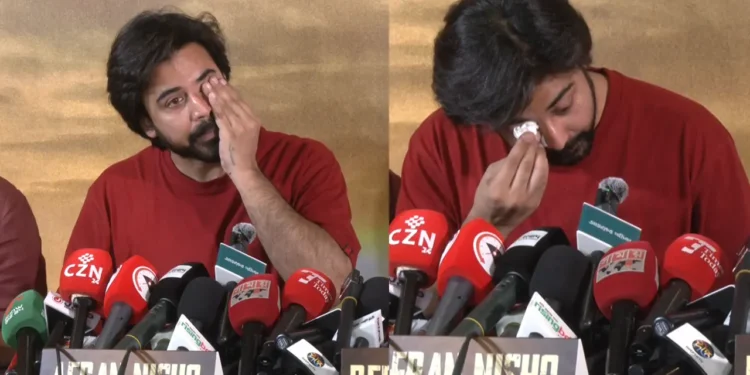 সংবাদ সম্মেলনে অঝোরে কাঁদলেন নিশো