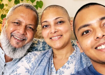 চুল হারানোর কষ্ট সামিয়ার একার নয়, মাথা ন্যাড়া করলেন স্বামী-সন্তানও